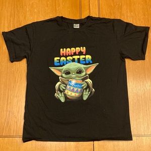 Baby Yoda Happy Easter Short Sleeve T-Shirt - Size L